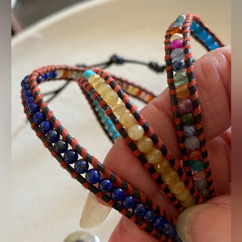 Chan Luu Multi Gemstone 5 Wrap Leather Bracelet - Picture 5 of 7